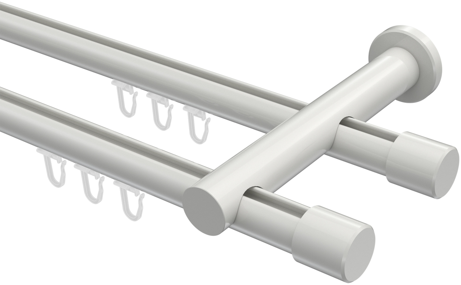 Innenlauf-Gardinenstangen-Set Platon Santo 160 cm, 2-läufig, 20 mm Ø Weiß Bild 1