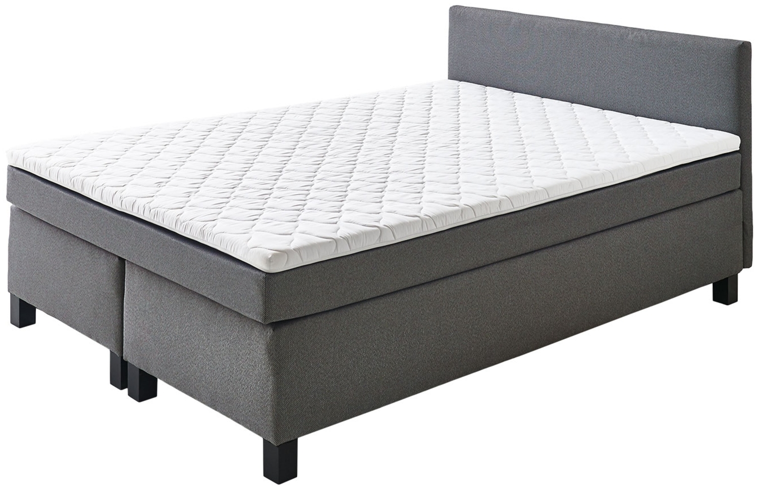 Boxspringbett Peggy / Philly, Flachgewebe, Holzwerkstoff, Mikrofaser, Grau, 140 x 87 x 207 cm Bild 1
