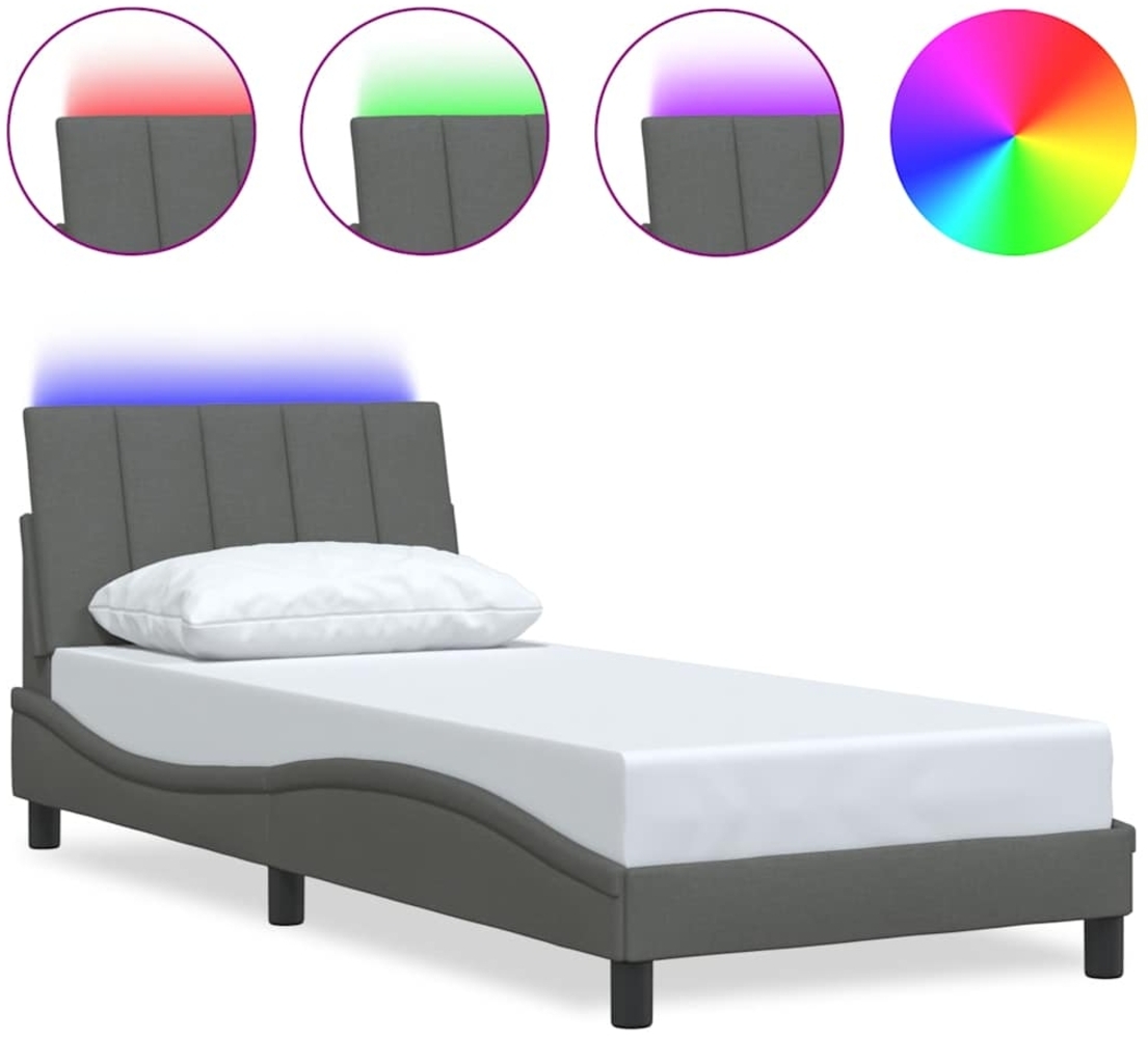 vidaXL Bettgestell ohne Matratze "Hanko" Dunkelgrau 80x200 cm Stoff 3310420 Bild 1