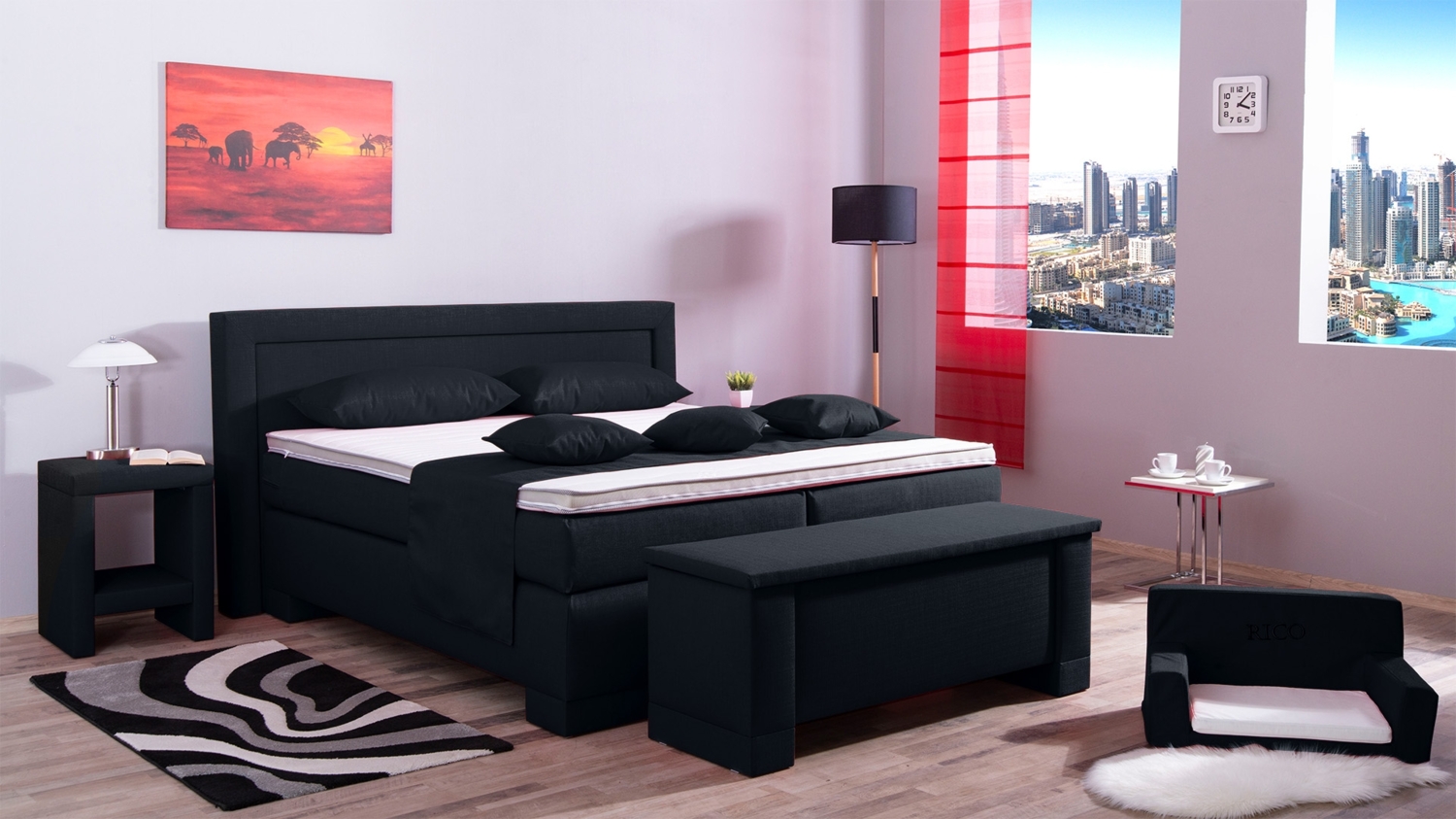 Meisterbetten Boxspringbett Rico 180x220 in W-Anthracite, Matratzenbezug Nano, Komfortschaum-Topper Bild 1