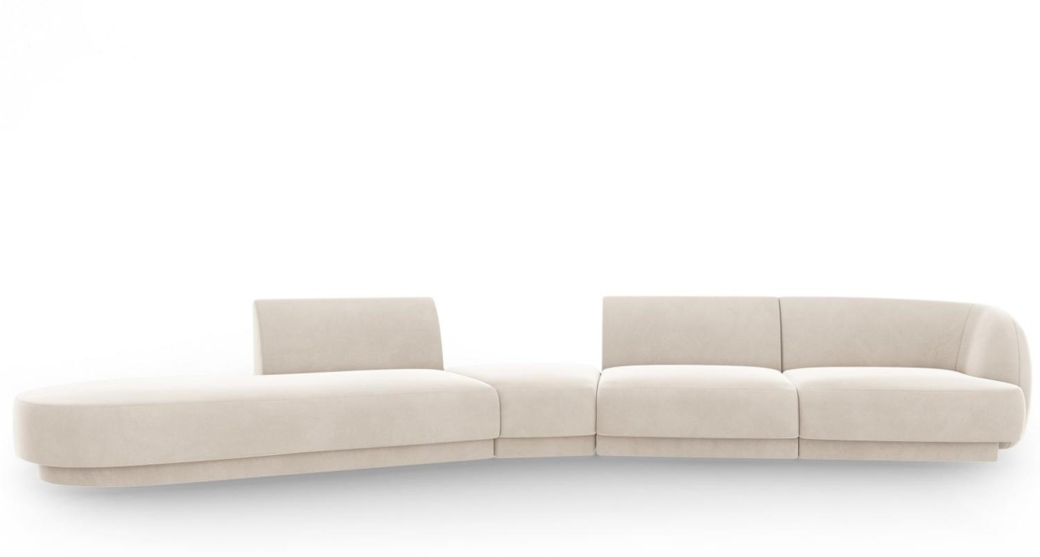 Micadoni Modulares Sofa Miley 5-Sitzer Links Samtstoff Helles Beige Bild 1