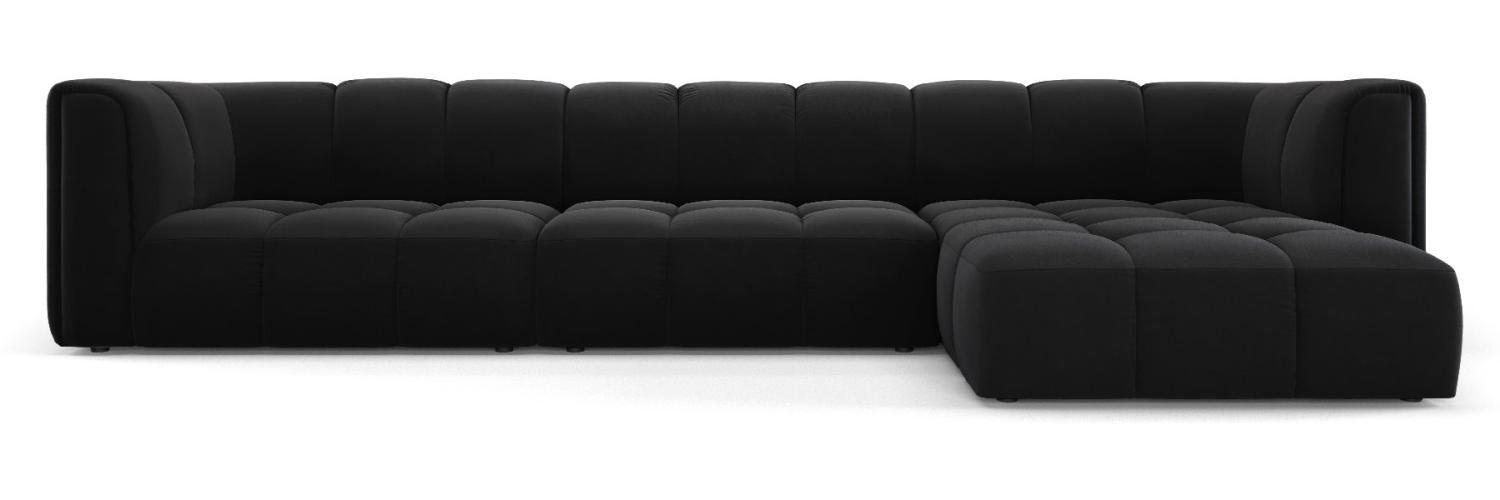 Micadoni Modulares Ecksofa Serena 5-Sitzer Samtstoff, Schwarz, Rechts Bild 1