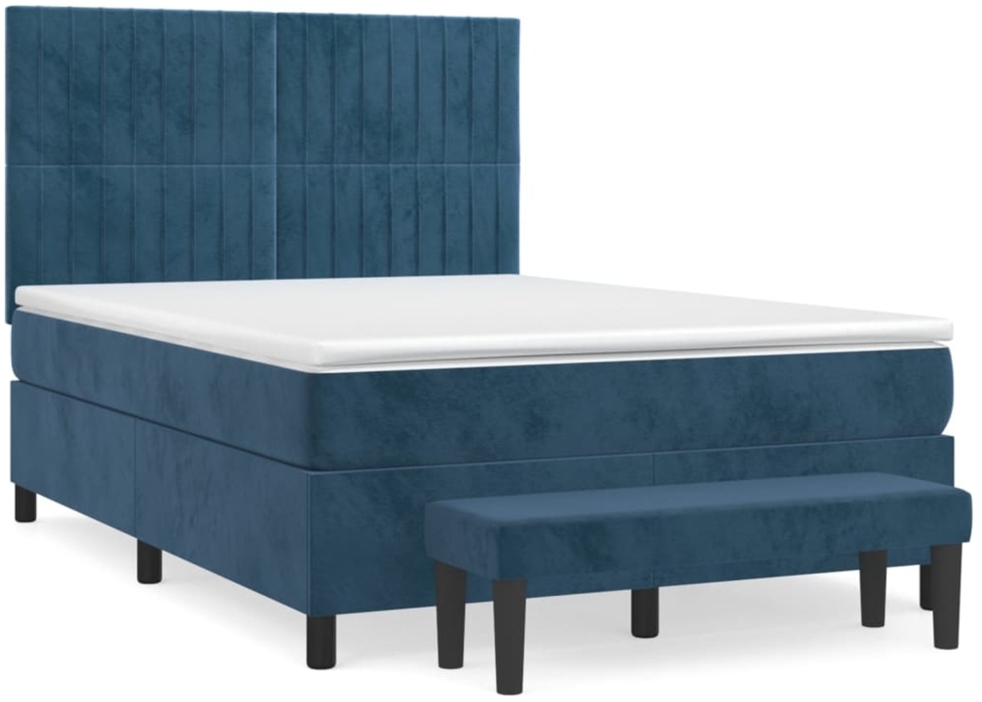 vidaXL Boxspringbett mit Matratze Dunkelblau 140x190 cm Samt 3137963 Bild 1