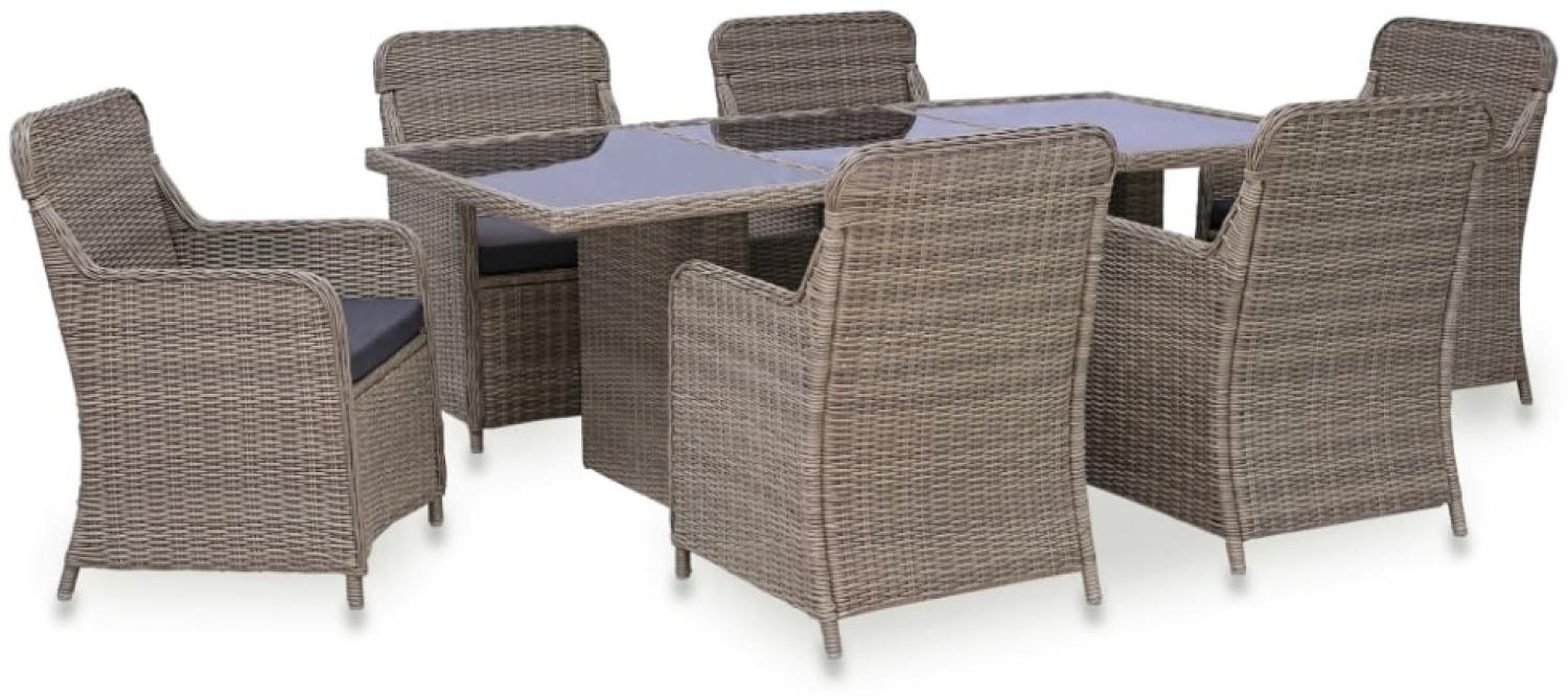 vidaXL 7-tlg. Garten-Essgruppe Poly Rattan Braun 3057796 Bild 1