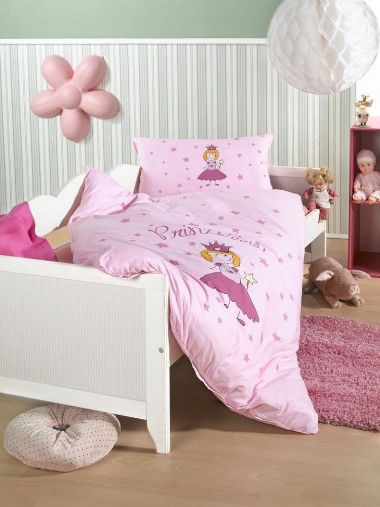 Soma Renforcé Baby Bettwäsche 100x135 cm Bettbezug Kopfkissenbezug 40x60 cm Prinzessin Rosa Bild 1