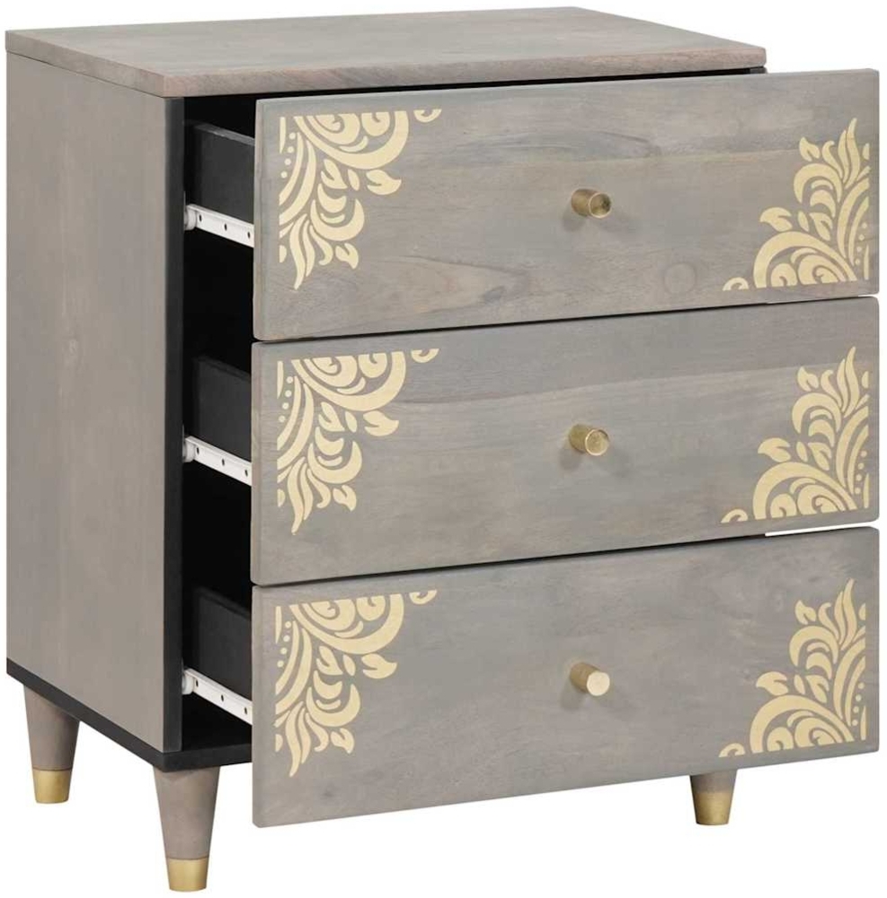 vidaXL Nachttisch mit Schubladen Grau 50 x 33 x 62 cm Massivholz Mango 4018781 Bild 1