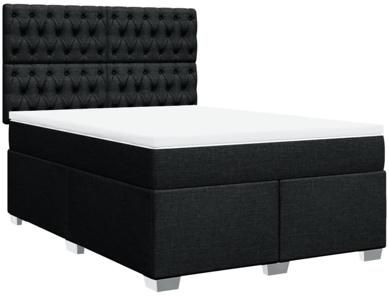 vidaXL Boxspringbett mit Matratze Schwarz 160x200 cm Stoff 3290548 Bild 1