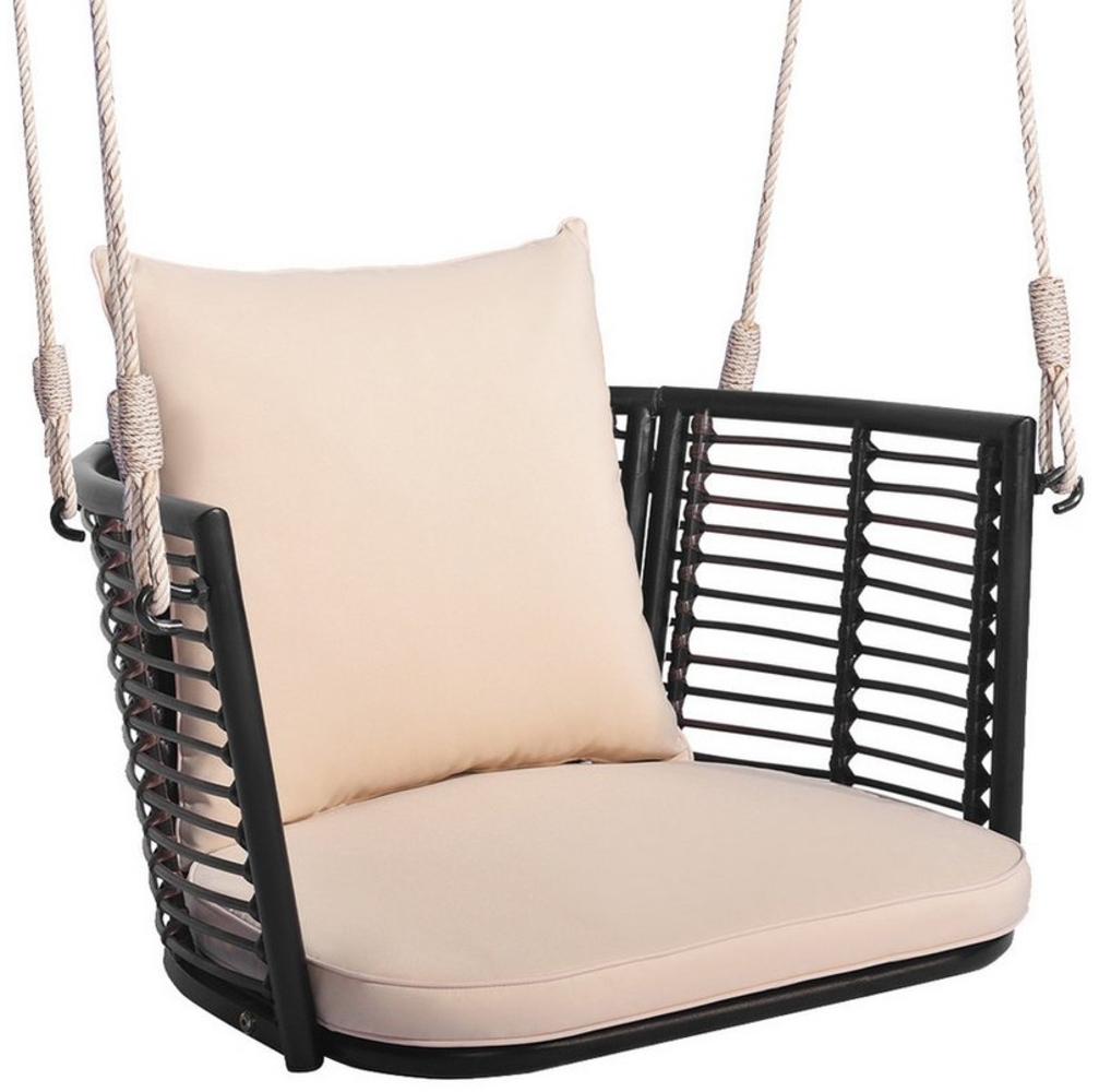 COSTWAY Hängesessel, ohne Gestell, mit Kissen, Rattan 180kg höhenverstellbar Bild 1