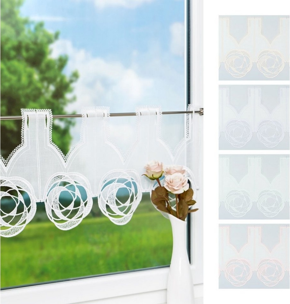 Plauener Spitze® Scheibengardine Circles (1 St), transparent, HxB 31x48 cm Bild 1