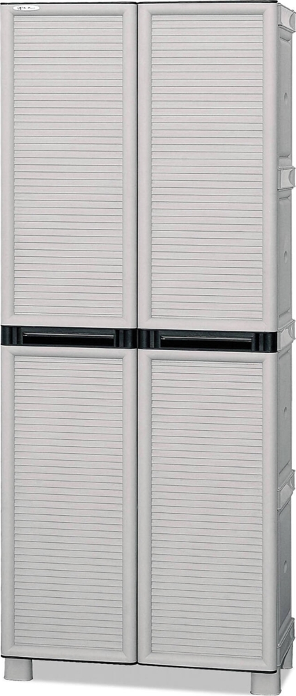 Dmora Allain Outdoor-Garderobe, Mehrzweckschrank, Wäscheschrank, Outdoor-Schrank, 100 % Made in Italy, Hellgrau, 70 x 39 x 172 cm Bild 1