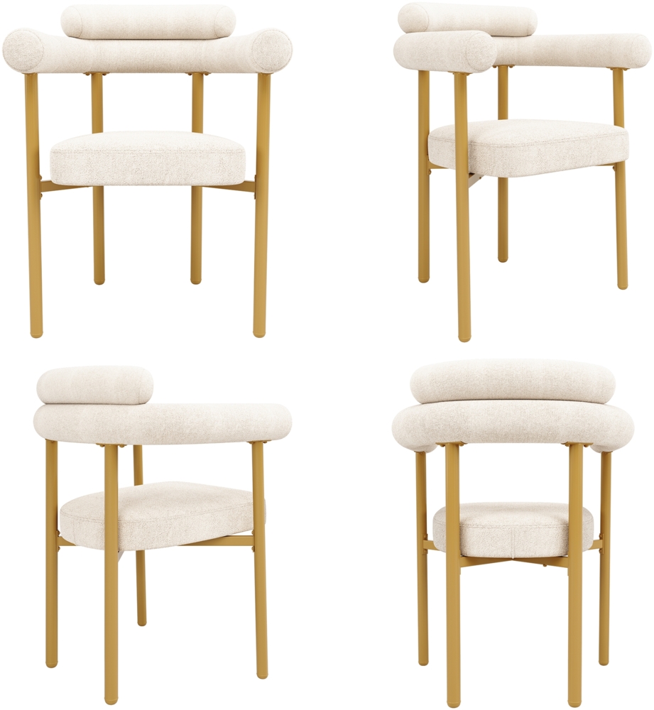 Merax Esszimmerstuhl (Set, 4 St), 4er Set Polsterstühle Wohnzimmer Samt Küchenstühle Eisengestell, Beige | goldfarben Bild 1