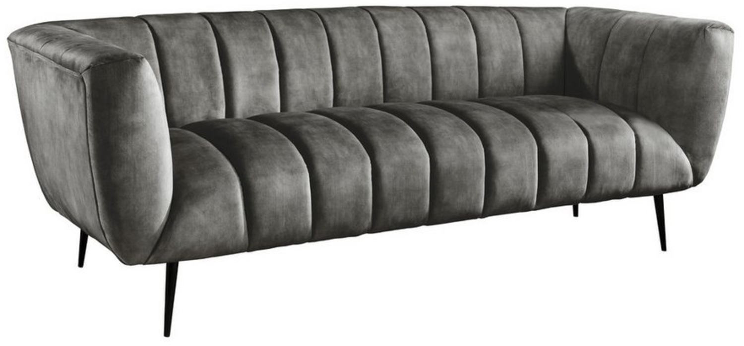 riess-ambiente Sofa NOBLESSE 225cm grau / schwarz, Einzelartikel 1 Teile, Wohnzimmer · Samt · Metall · 3-Sitzer · Federkern · Retro Design Bild 1