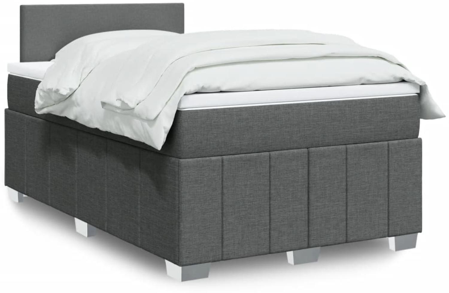 vidaXL Boxspringbett mit Matratze Dunkelgrau 120x200 cm Stoff 3289329 Bild 1