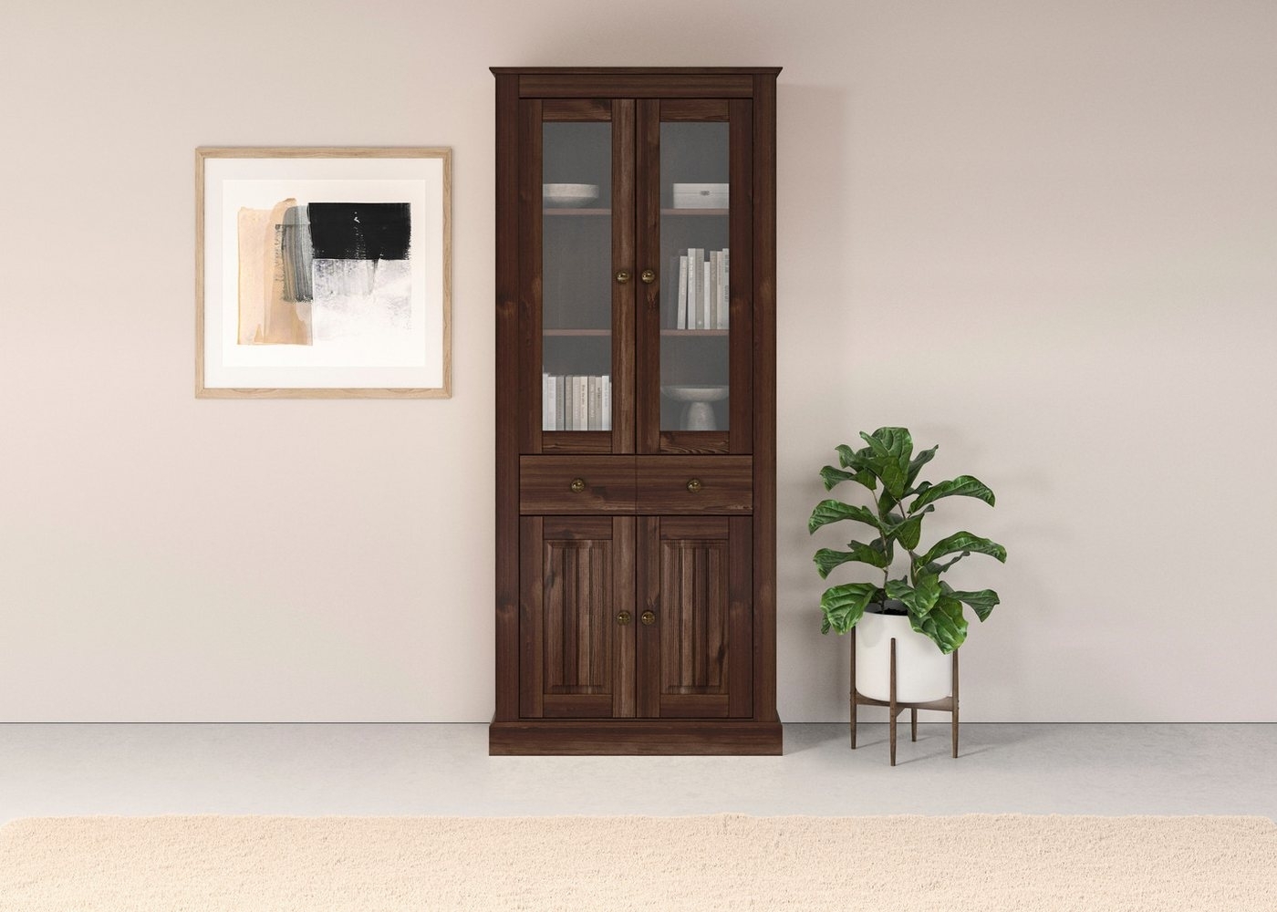 Home affaire Vitrine Liotta Mit 2 Glastüren und 1 Schublade Bild 1