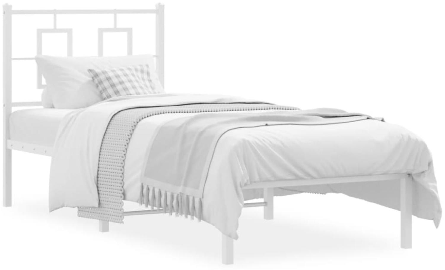 vidaXL Metallbett ohne Matratze mit Kopfteil Weiß 75x190 cm 374280 Bild 1