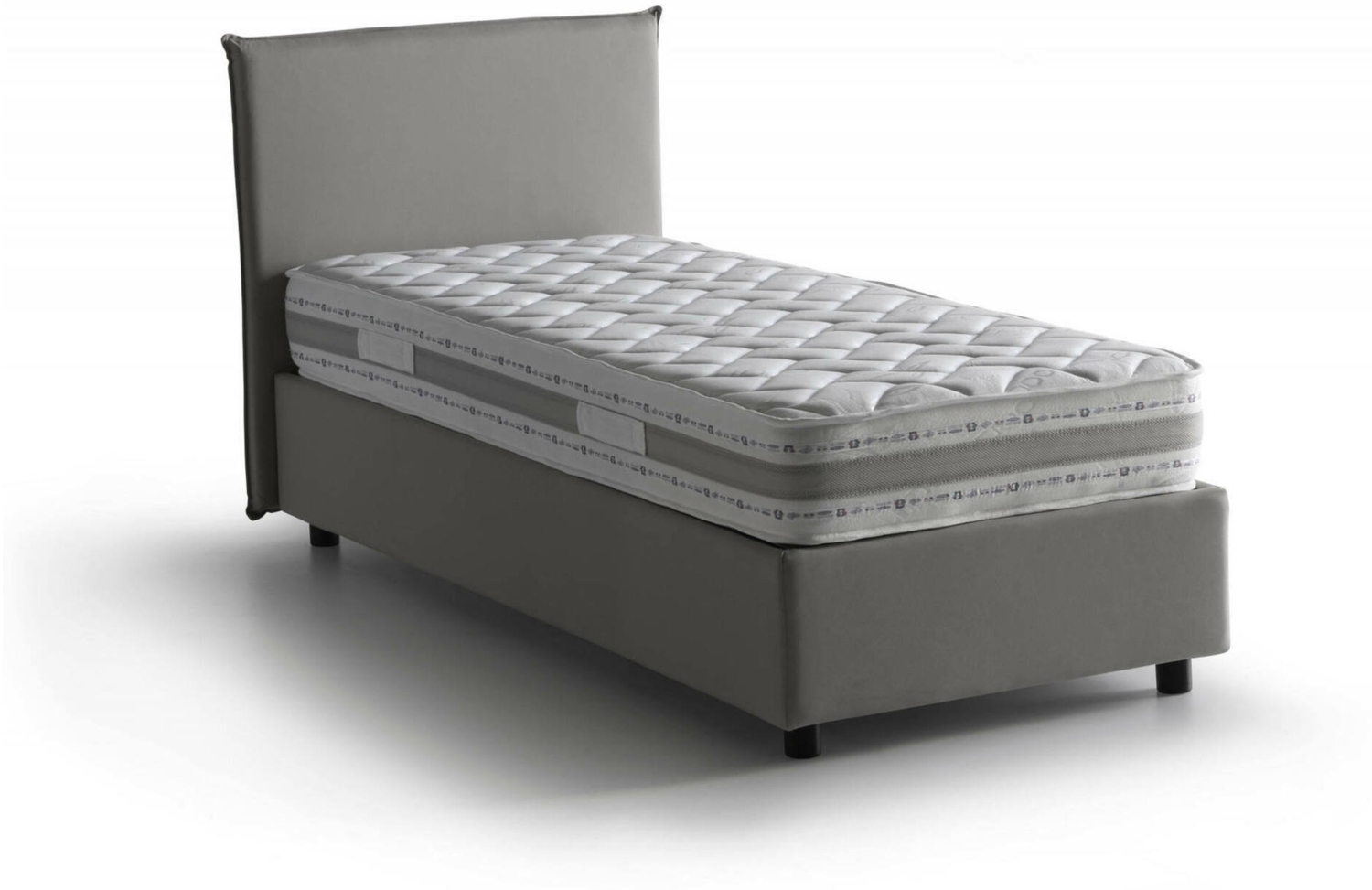 Dmora Einzelbett Boudicca, Bettkasten mit Stoffbezug, 100 % Made in Italy, Öffnung vorne, inklusive Matratze 80 x 200 cm, Grau Bild 1