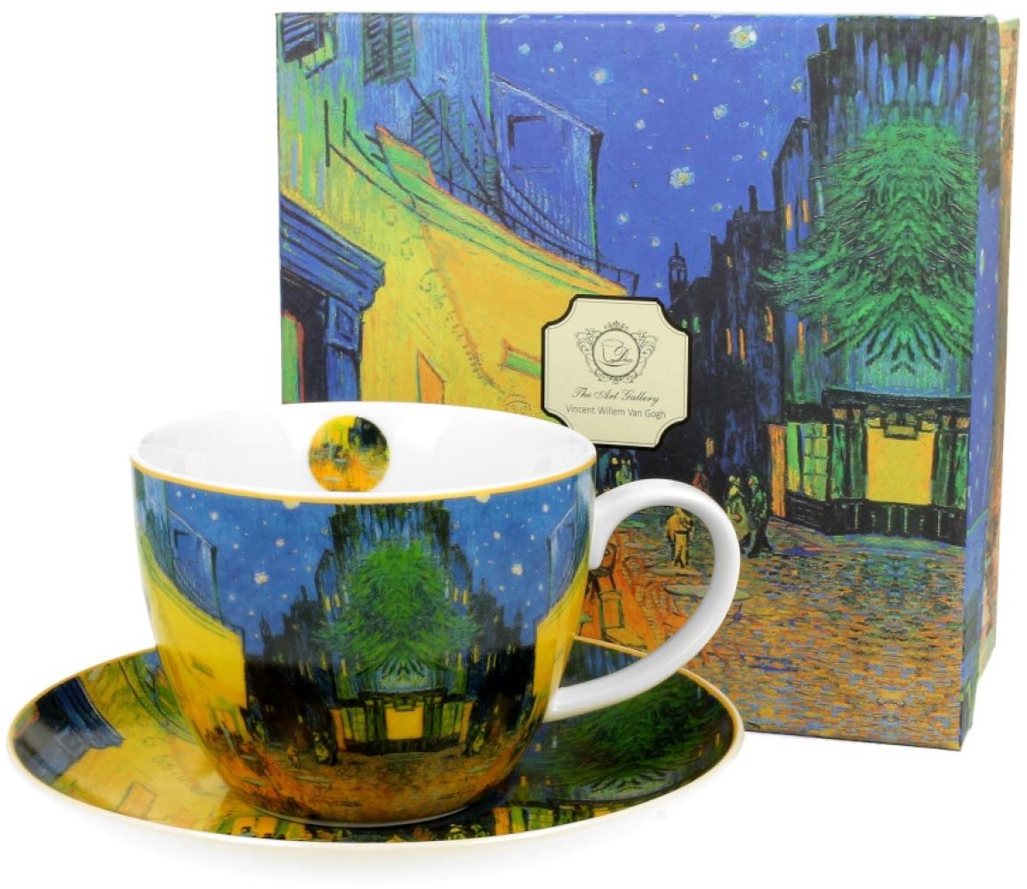 DUO ART GALLERY Jumbobecher 470 ml TERRACE AT NIGHT mit Untertasse, New Bone China Porzellan Bild 1