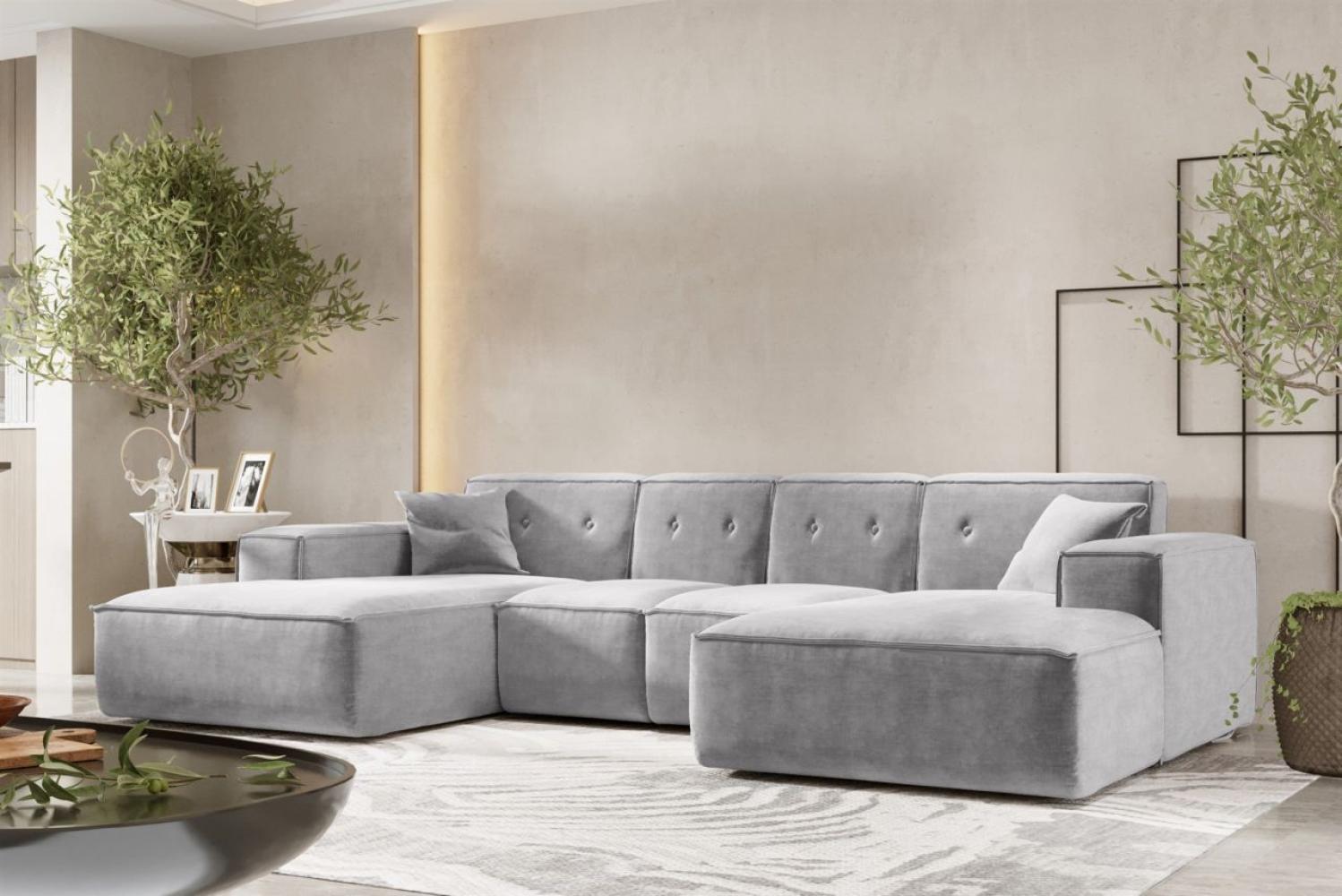 Wohnlandschaft Sofa U-Form CESINA XS in Stoff Perfect Harmony Grau Bild 1