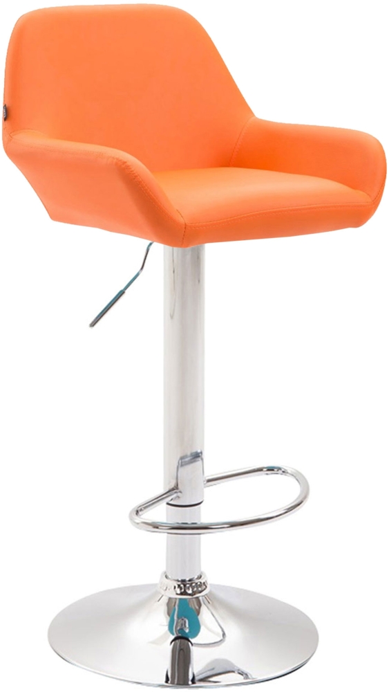 CLP Barhocker Braga Kunstleder drehbar und höhenverstellbar,orange chrom Bild 1