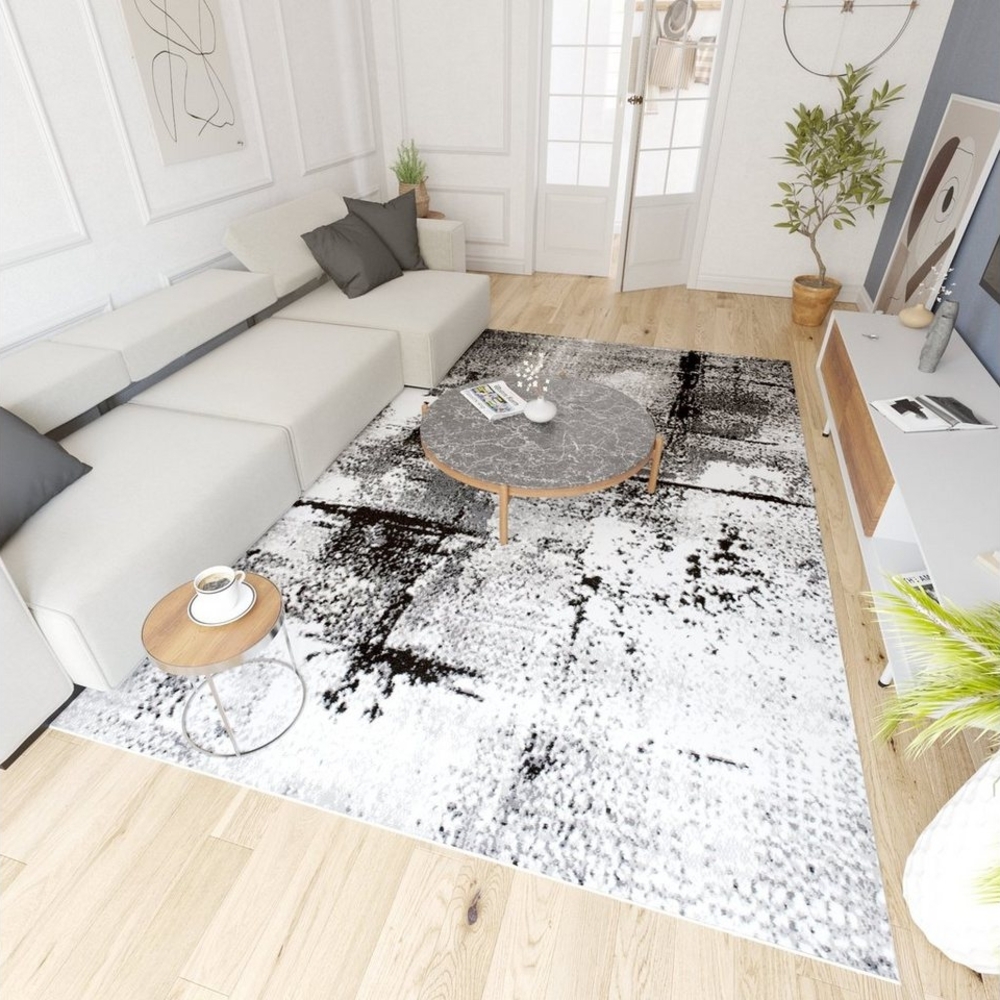 Mazovia Designteppich Modern Teppich Kurzflor Wohnzimmerteppich Robust und pflegeleicht GRAU, 130x190 cm, Fußbodenheizung, Allergiker geeignet, Farbecht, Pflegeleicht Bild 1