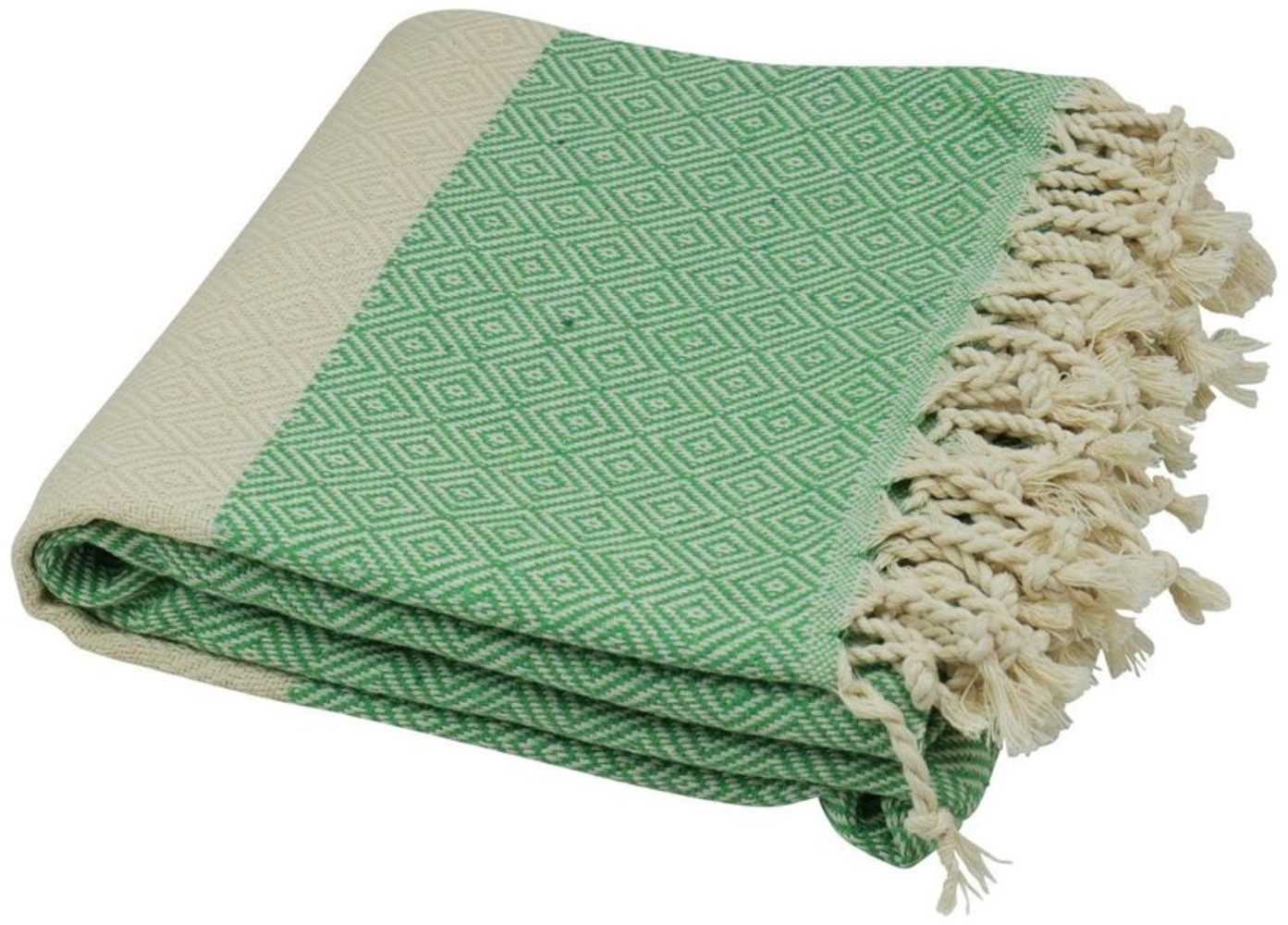 Pestemal Hamamtuch giftgrün naturbeige ca. 90x180 cm "Diamant Style" Bild 1