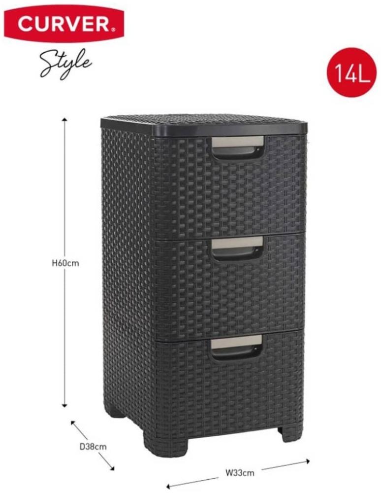 Curver Schubladenschrank Style 3x14L Anthrazit Bild 1