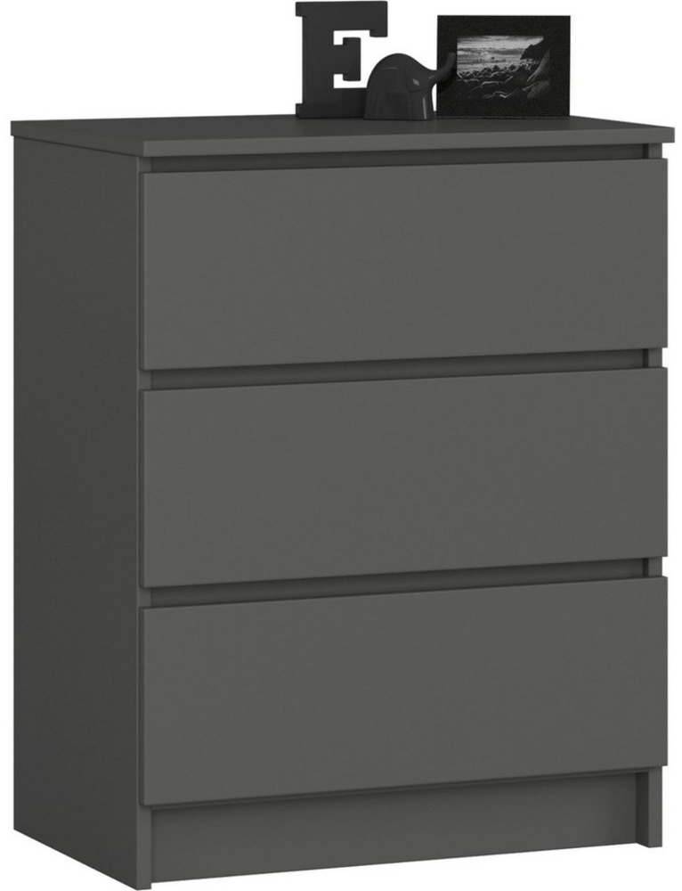 Home Collective Kommode 60 cm breit Holz Highboard Sideboard für Flur Schlafzimmer Wohnzimmer (Kommode Schlafzimmer Kommode mit Schubladen Holz Schrank), Kinderzimmer Organizer, 77 cm hoch mit 3 Schubladen graphit Bild 1