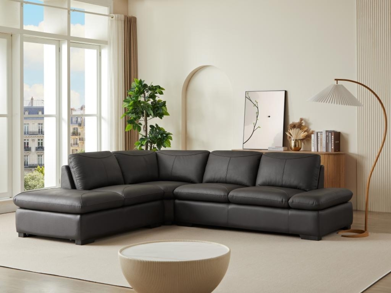 Vente-unique - Ecksofa Leder - Ecke Links - Braun- ONYX II Bild 1