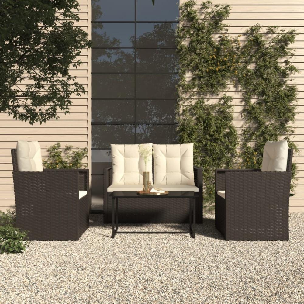 vidaXL 4-tlg. Garten-Lounge-Set mit Kissen Poly Rattan Schwarz 319196 Bild 1