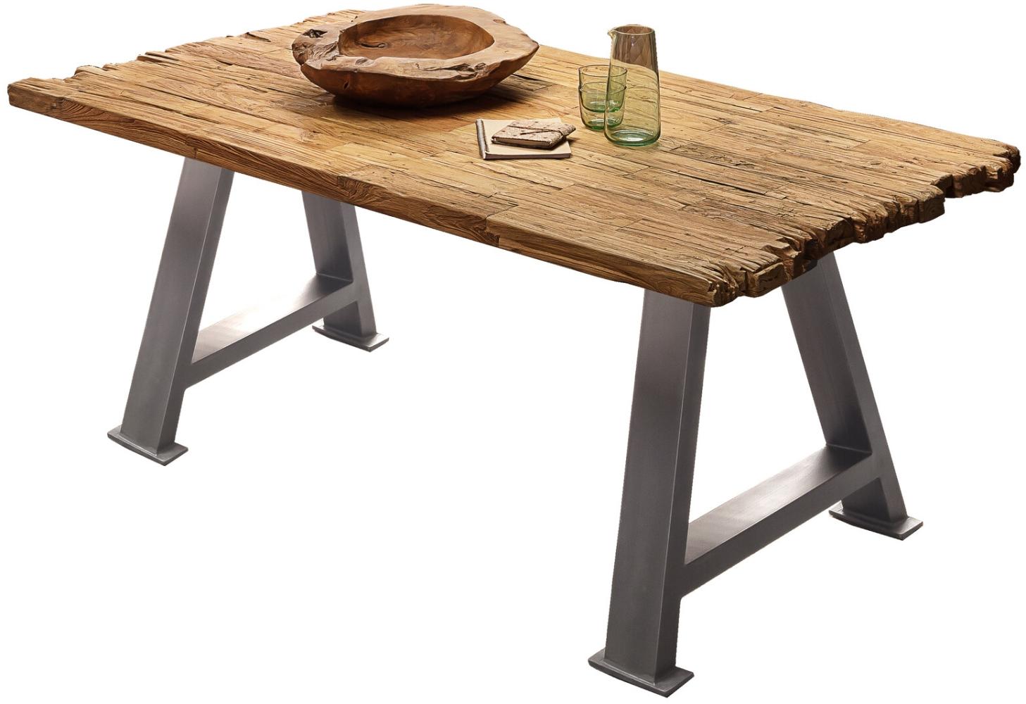 TABLES&Co Tisch 240x100 Teak Natur Metall Silber Bild 1