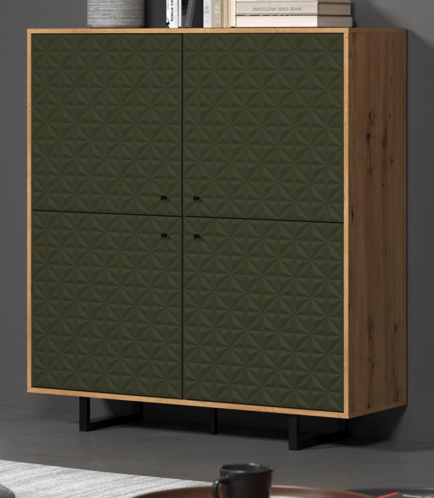 Highboard Sentra in grün und Eiche Artisan 124 x 136 cm Bild 1