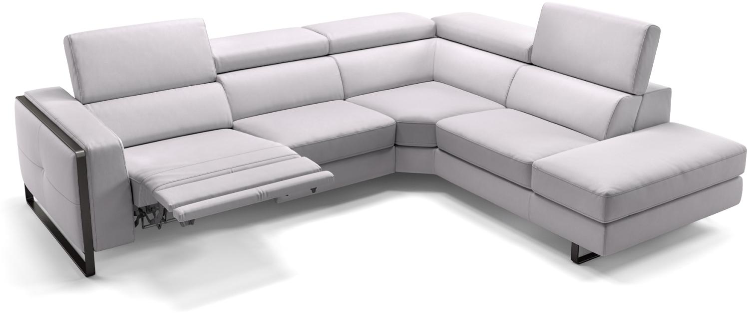 Sofanella Ecksofa MANZANO Funktionscouch Ledersofa Eckgarnitur in Weiß Bild 1