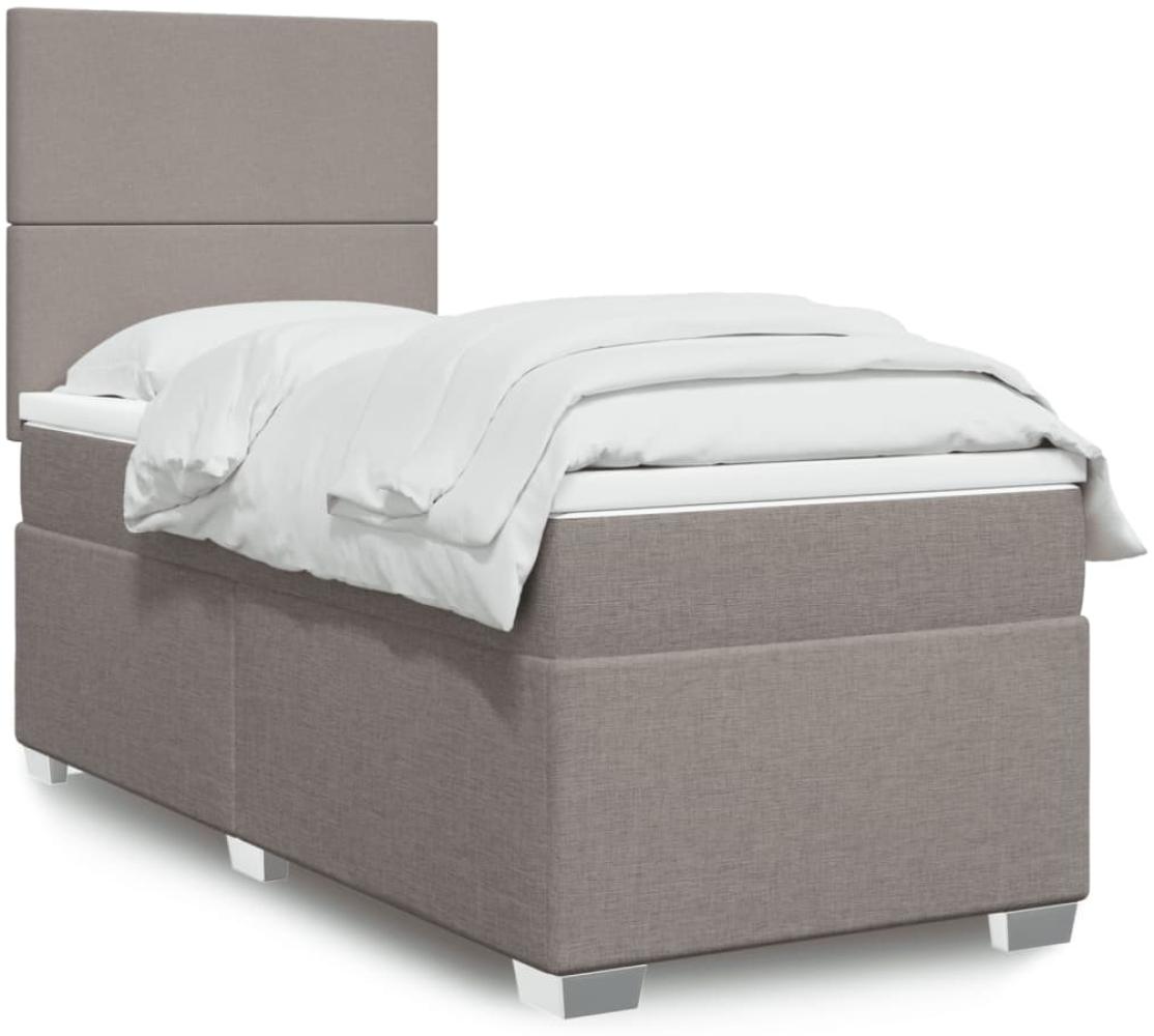 vidaXL Boxspringbett mit Matratze Taupe 90x200 cm Stoff 3292668 Bild 1