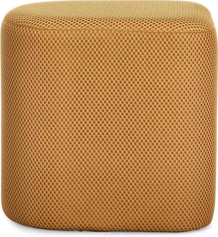 Pouf Darya aus Waben-Stoff, Senf, 44x37x42 cm Bild 1