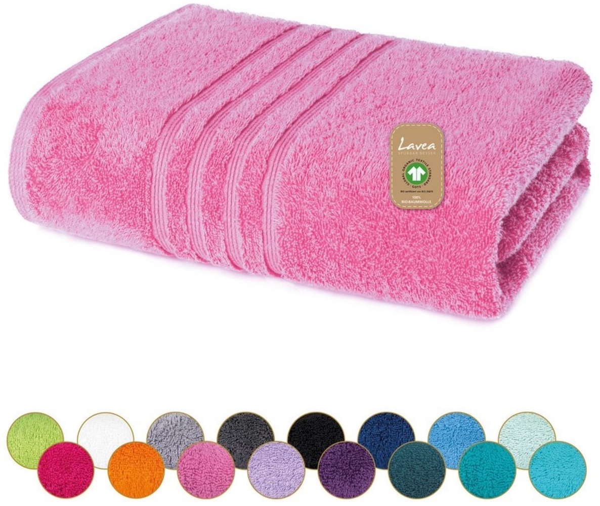 Lavea Badetuch Bali Duschtuch 100x150 cm Duschtuch 70x140 cm, Weiches Bio-Baumwollfrottee (1-St), pflegeleicht, GOTS-zertifiziert, extra saugstark mit 500g/m² Bild 1