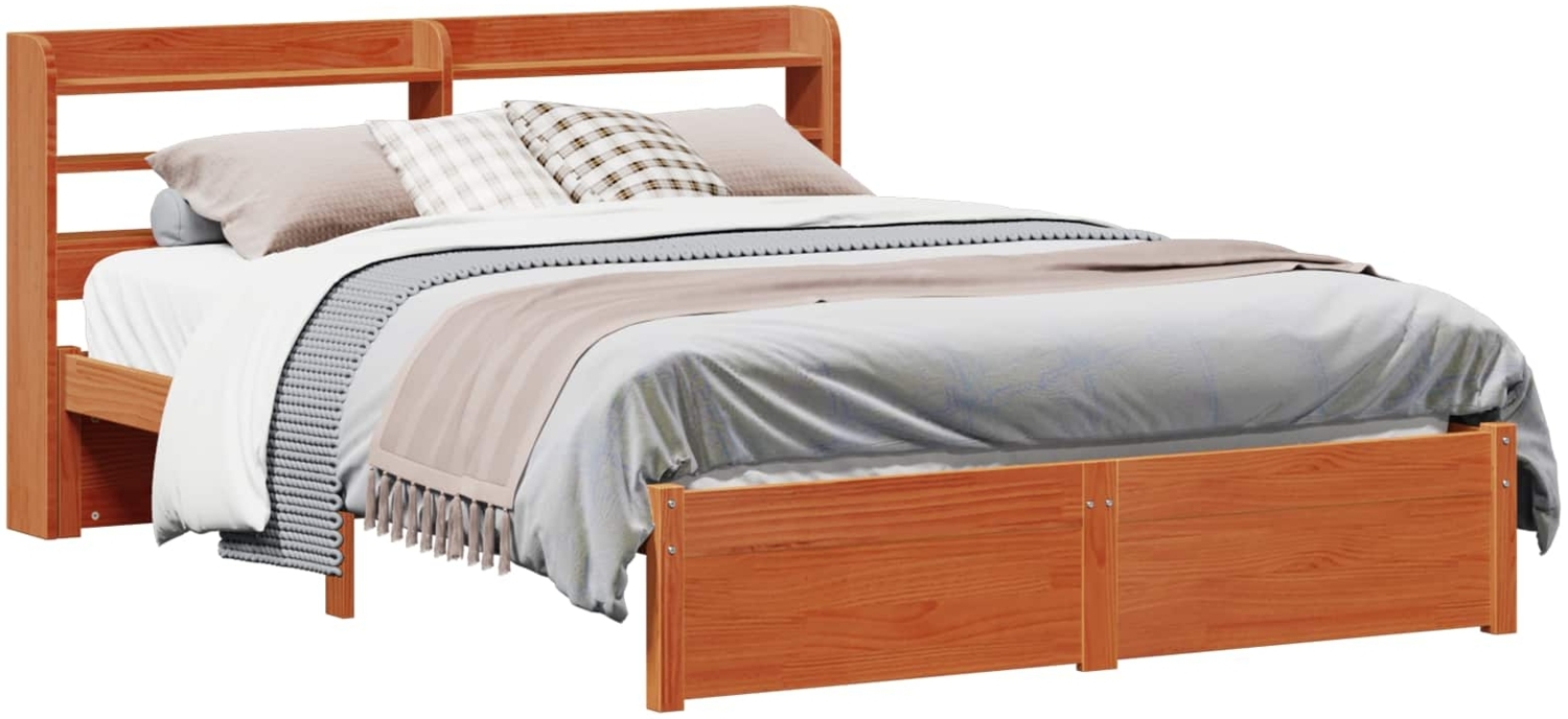 vidaXL Bettrahmen mit Kopfteil 2 pcs Wachsbraun Massivholz Kiefer 3422752 Bild 1