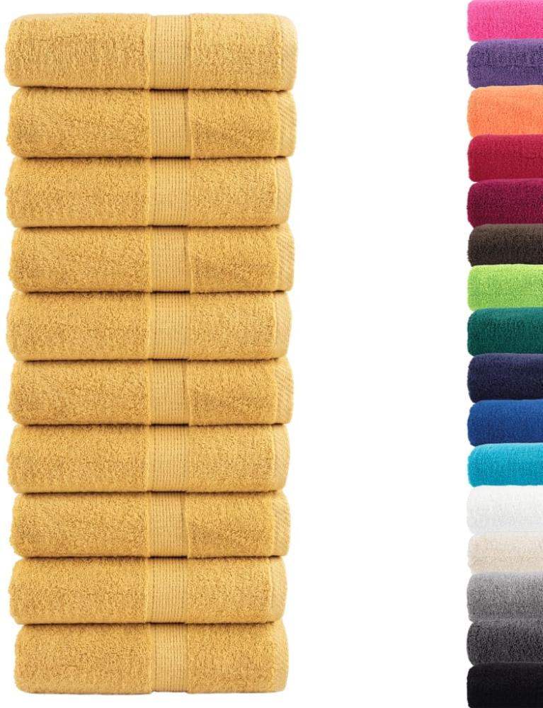 vidaXL 'SOLUND' Premium-Badetücher, 10 Stk., Golden, 30x30 cm Bild 1