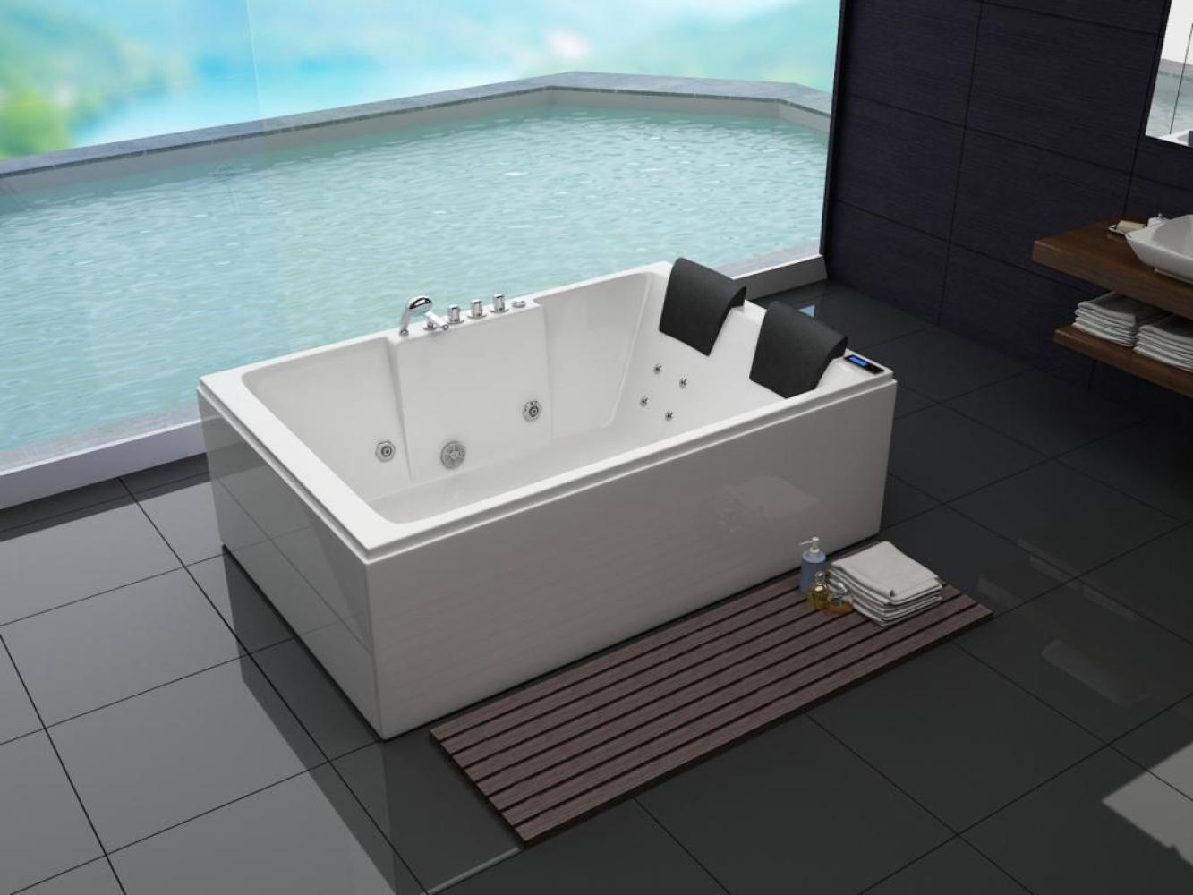 PureHaven Whirlpool 180x120 cm Heizung Reinigungsprogramm & Lichttherapie Wasserfall Bluetooth-fähiges Soundsystem Bild 1