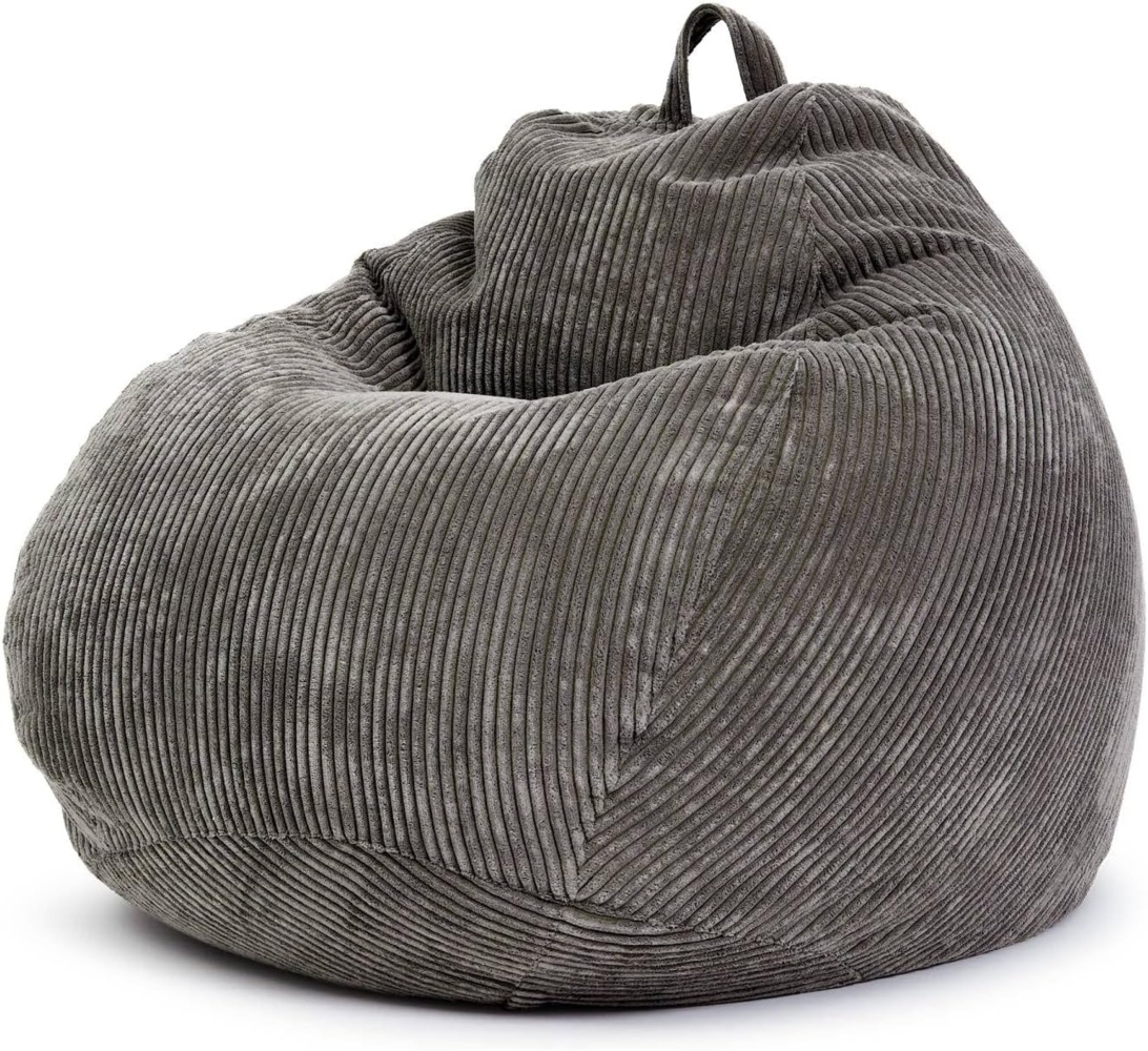 Green Bean® Indoor Sitzsack 90x110cm EPS-Perlen Füllung & Cordstoff Kuschelig Weich Waschbar - Dunkelgrau Bild 1
