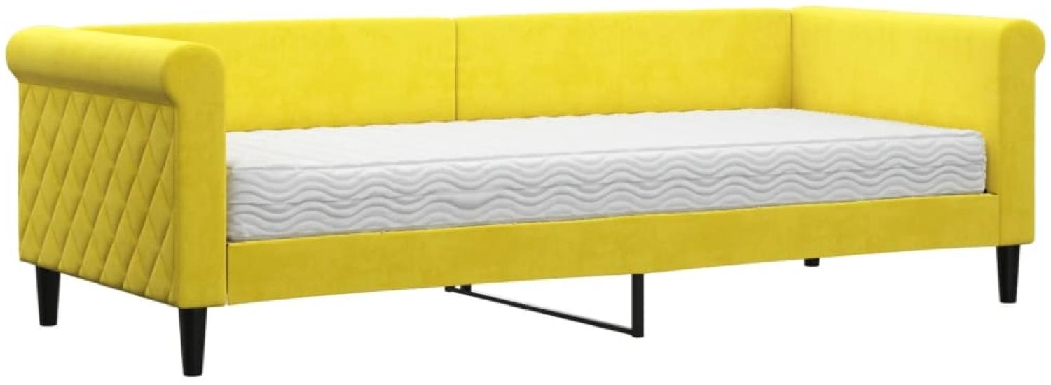 vidaXL Tagesbett mit Matratze Gelb 80x200 cm Samt 3197745 Bild 1