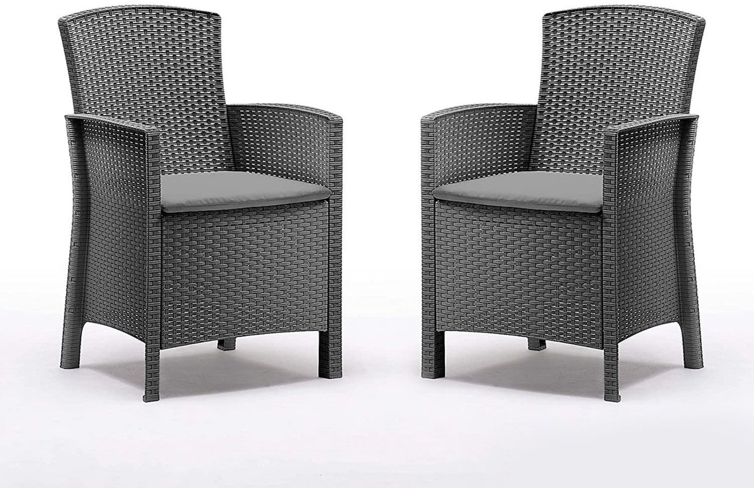 BICA Poltrona 2er Set Lido Gastro Sessel inkl. Sitzkissen, Graphit, Gartensessel, Wetterfest Bild 1