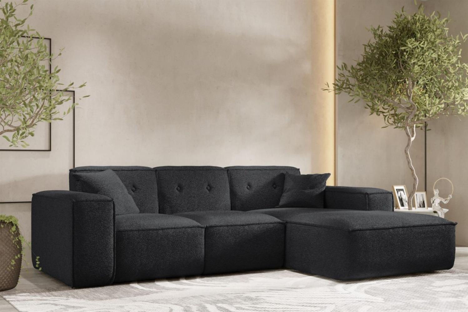 Ecksofa Designersofa CESINA Stoff Ascot Bukla Schwarz Ottomane Rechts Bild 1