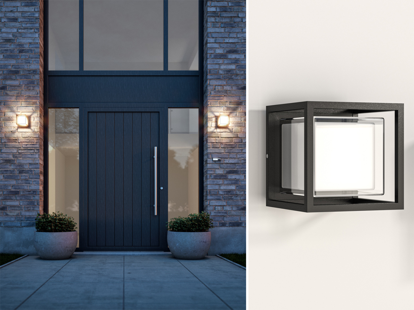 Smartwares Wandleuchte für den Außenbereich im Würfeldesign Black Outdoor - 10 W - 800 lm - Warmweißes Licht - Aluminium - IP44 Bild 1