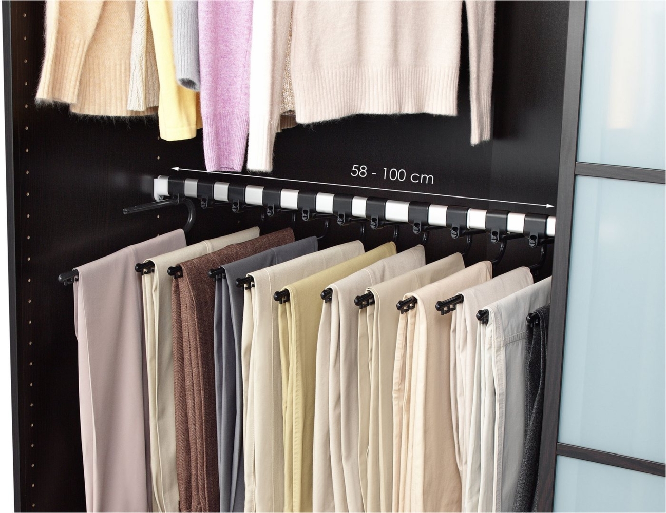 Ruco Kleiderstange Teleskop-Hosenstange, Breitenverstellbar, für bis zu 16 Hosen, Made in Germany Bild 1