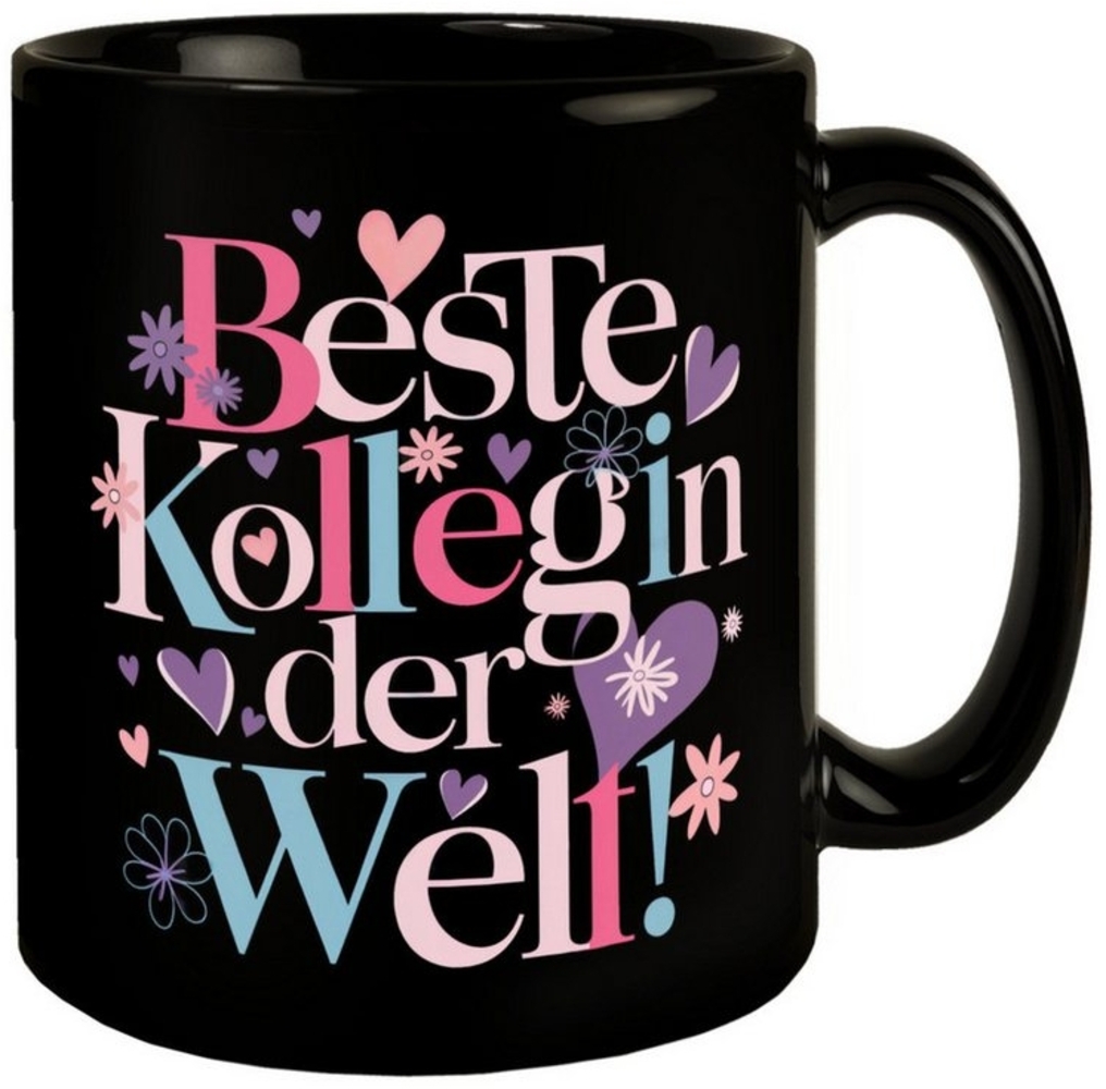 speecheese Tasse Beste Kollegin der Welt - Schwarzer Kaffeebecher Bild 1