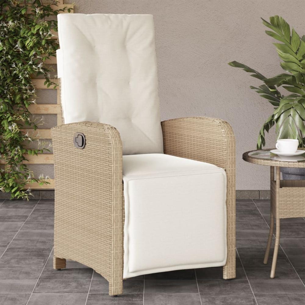 vidaXL Gartensessel mit Fußteil Verstellbar Beige Poly Rattan 365188 Bild 1