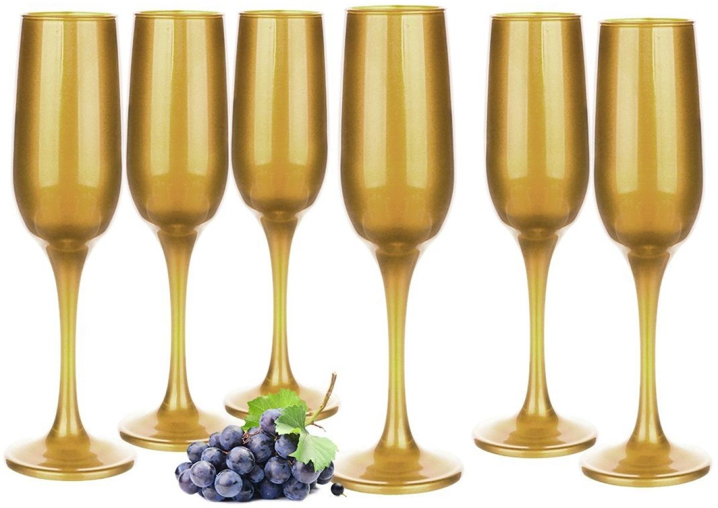 6 Sektgläser 200ml Mattgold Champagner Sektkelche Sektglas Proseccogläser Prosecco Bild 1