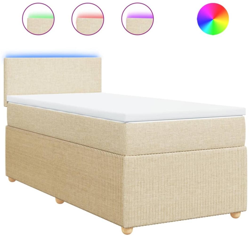 vidaXL Boxspringbett mit Matratze Creme 100x200 cm Stoff 3289665 Bild 1