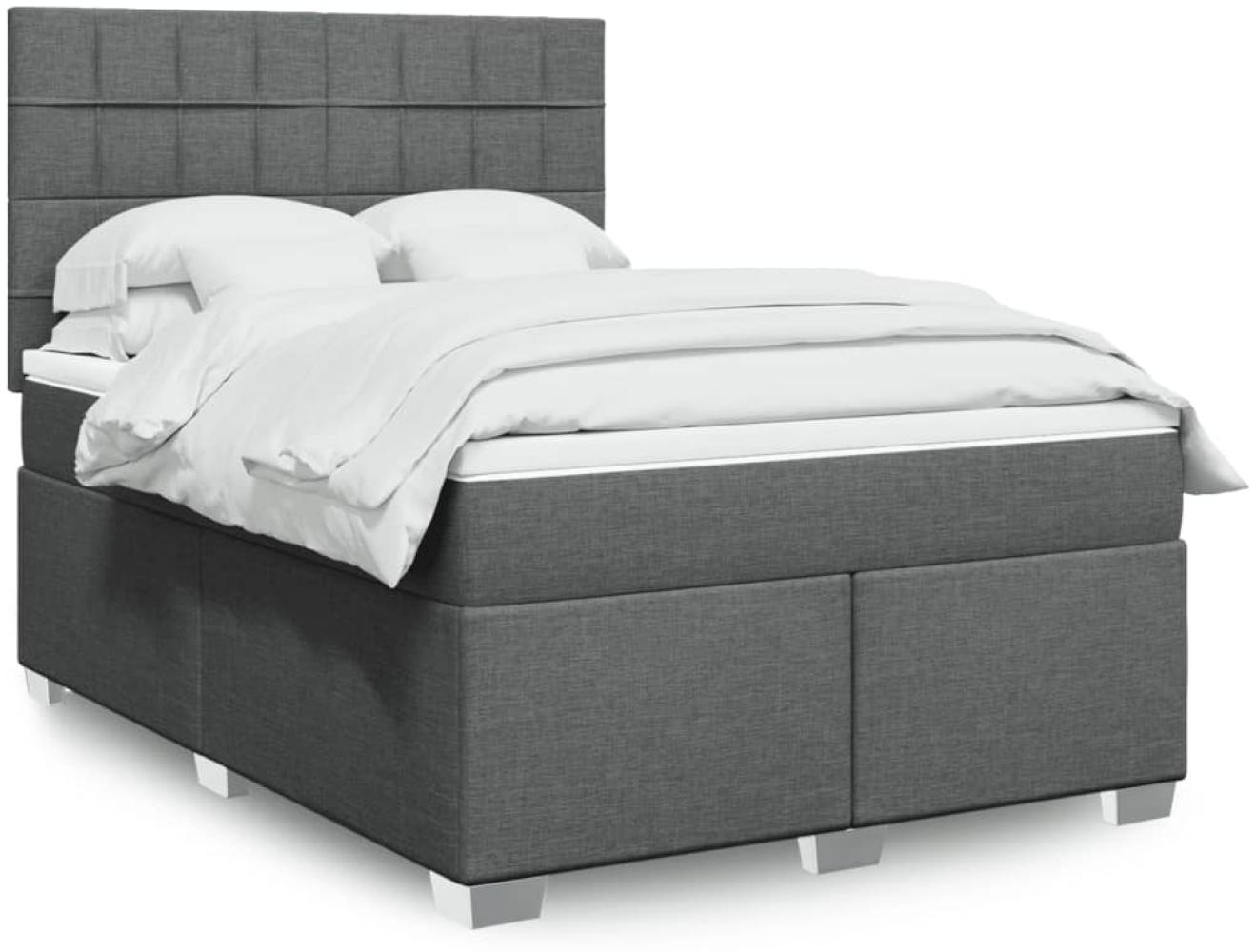 vidaXL Boxspringbett mit Matratze Dunkelgrau 140x190 cm Stoff 3290484 Bild 1