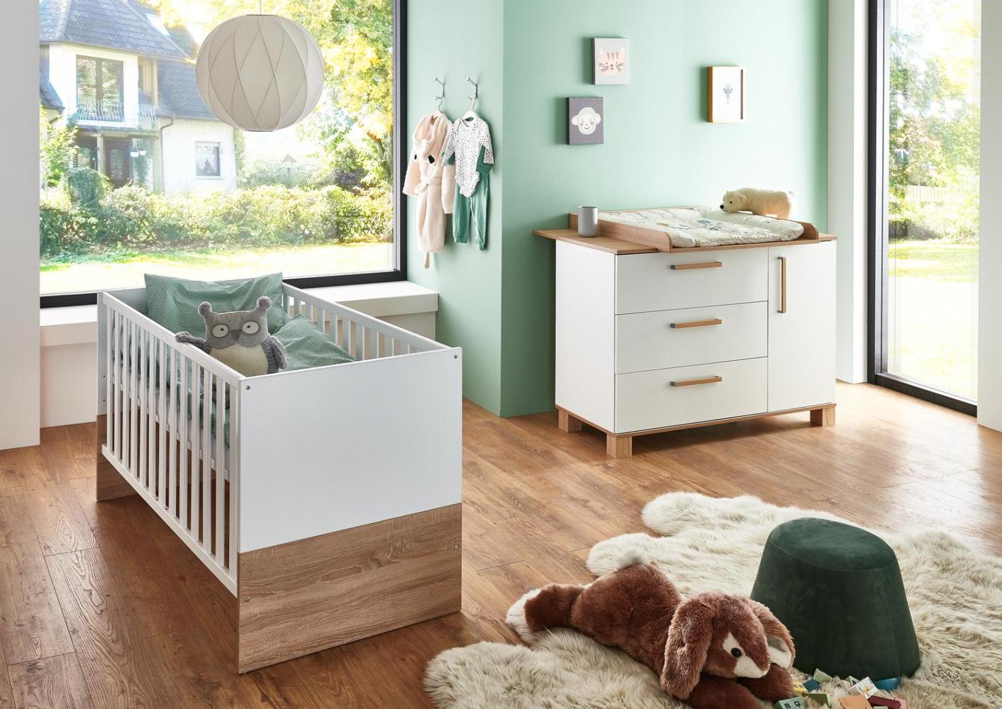 Babyzimmer 3-teilig, Babybett, Wickelkommode & Umbauseite, Jana Komplettset Bild 1